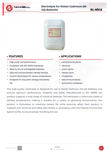 Electrolyte for Nickel-Cadmium (Ni-Cd) Batteries